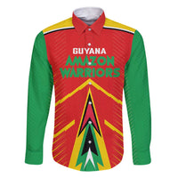 Custom Guyana Cricket Amazon Warriors Family Matching Short Sleeve Bodycon Dress and Hawaiian Shirt Green Red Gold Glory - Wonder Print Shop