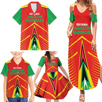Custom Guyana Cricket Amazon Warriors Family Matching Summer Maxi Dress and Hawaiian Shirt Green Red Gold Glory - Wonder Print Shop