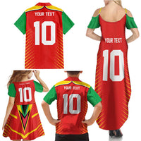 Custom Guyana Cricket Amazon Warriors Family Matching Summer Maxi Dress and Hawaiian Shirt Green Red Gold Glory - Wonder Print Shop