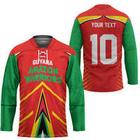 Custom Guyana Cricket Amazon Warriors Hockey Jersey Green Red Gold Glory - Wonder Print Shop