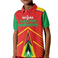 Custom Guyana Cricket Amazon Warriors Kid Polo Shirt Green Red Gold Glory - Wonder Print Shop