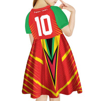 Custom Guyana Cricket Amazon Warriors Kid Short Sleeve Dress Green Red Gold Glory - Wonder Print Shop