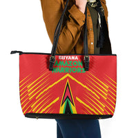 Guyana Cricket Amazon Warriors Leather Tote Bag Green Red Gold Glory - Wonder Print Shop
