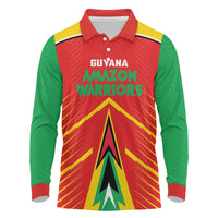 Custom Guyana Cricket Amazon Warriors Long Sleeve Polo Shirt Green Red Gold Glory - Wonder Print Shop