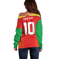 Custom Guyana Cricket Amazon Warriors Off Shoulder Sweater Green Red Gold Glory - Wonder Print Shop
