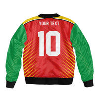 Custom Guyana Cricket Amazon Warriors Sleeve Zip Bomber Jacket Green Red Gold Glory - Wonder Print Shop