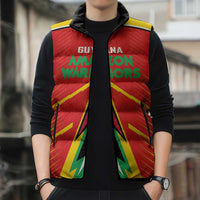 Custom Guyana Cricket Amazon Warriors Sleeveless Puffer Jacket Green Red Gold Glory - Wonder Print Shop