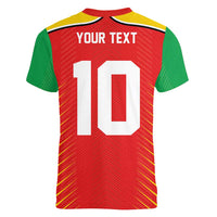 Custom Guyana Cricket Amazon Warriors Women V-Neck T-Shirt Green Red Gold Glory - Wonder Print Shop