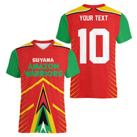 Custom Guyana Cricket Amazon Warriors Women V-Neck T-Shirt Green Red Gold Glory - Wonder Print Shop