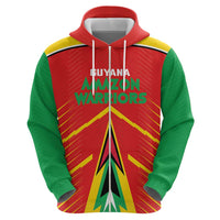 Custom Guyana Cricket Amazon Warriors Zip Hoodie Green Red Gold Glory - Wonder Print Shop