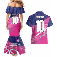 Custom Barbados Cricket Royals Couples Matching Mermaid Dress and Hawaiian Shirt Sporty Style with Trident Symbol - Wonder Print Shop