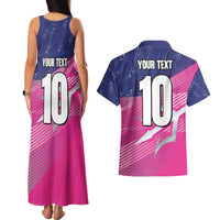 Custom Barbados Cricket Royals Couples Matching Tank Maxi Dress and Hawaiian Shirt Sporty Style with Trident Symbol - Wonder Print Shop