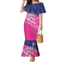 Custom Barbados Cricket Royals Family Matching Mermaid Dress and Hawaiian Shirt Sporty Style with Trident Symbol - Wonder Print Shop