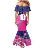 Custom Barbados Cricket Royals Family Matching Mermaid Dress and Hawaiian Shirt Sporty Style with Trident Symbol - Wonder Print Shop