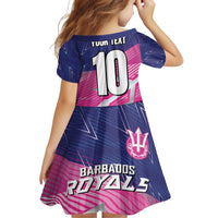 Custom Barbados Cricket Royals Family Matching Off Shoulder Short Dress and Hawaiian Shirt Sporty Style with Trident Symbol - Wonder Print Shop