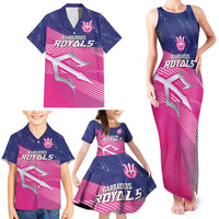 Custom Barbados Cricket Royals Family Matching Tank Maxi Dress and Hawaiian Shirt Sporty Style with Trident Symbol - Wonder Print Shop