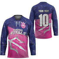Custom Barbados Cricket Royals Hockey Jersey Sporty Style with Trident Symbol - Wonder Print Shop