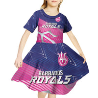 Custom Barbados Cricket Royals Kid Short Sleeve Dress Sporty Style with Trident Symbol - Wonder Print Shop