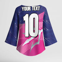 Custom Barbados Cricket Royals Kimono Sleeve Blouse Sporty Style with Trident Symbol - Wonder Print Shop