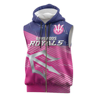 Custom Barbados Cricket Royals Sleeveless Zip Hoodie Sporty Style with Trident Symbol - Wonder Print Shop
