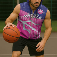 Custom Barbados Cricket Royals Sleeveless Zip Hoodie Sporty Style with Trident Symbol - Wonder Print Shop