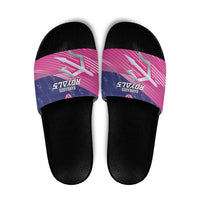 Barbados Cricket Royals Slide Sandals Sporty Style with Trident Symbol - Wonder Print Shop