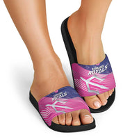Barbados Cricket Royals Slide Sandals Sporty Style with Trident Symbol - Wonder Print Shop