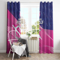 Barbados Cricket Royals Window Curtain Sporty Style with Trident Symbol - Wonder Print Shop