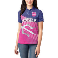 Custom Barbados Cricket Royals Women Polo Shirt Sporty Style with Trident Symbol - Wonder Print Shop