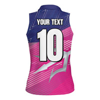 Custom Barbados Cricket Royals Women Sleeveless Polo Shirt Sporty Style with Trident Symbol - Wonder Print Shop