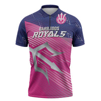 Custom Barbados Cricket Royals Zipper Polo Shirt Sporty Style with Trident Symbol - Wonder Print Shop