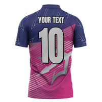 Custom Barbados Cricket Royals Zipper Polo Shirt Sporty Style with Trident Symbol - Wonder Print Shop