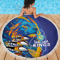 Saint Lucia Cricket Kings Beach Blanket Power Lions of Caribbean - Wonder Print Shop