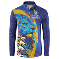 Custom Saint Lucia Cricket Kings Button Sweatshirt Power Lions of Caribbean - Wonder Print Shop