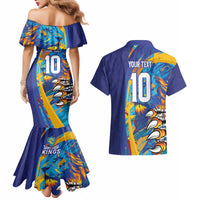 Custom Saint Lucia Cricket Kings Couples Matching Mermaid Dress and Hawaiian Shirt Power Lions of Caribbean - Wonder Print Shop