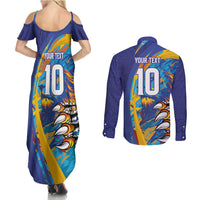 Custom Saint Lucia Cricket Kings Couples Matching Summer Maxi Dress and Long Sleeve Button Shirt Power Lions of Caribbean - Wonder Print Shop