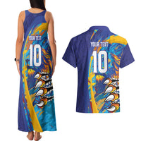 Custom Saint Lucia Cricket Kings Couples Matching Tank Maxi Dress and Hawaiian Shirt Power Lions of Caribbean - Wonder Print Shop