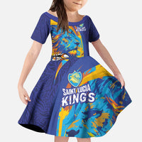 Custom Saint Lucia Cricket Kings Kid Short Sleeve Dress Power Lions of Caribbean - Wonder Print Shop