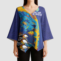 Custom Saint Lucia Cricket Kings Kimono Sleeve Blouse Power Lions of Caribbean - Wonder Print Shop