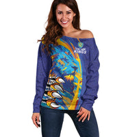 Custom Saint Lucia Cricket Kings Off Shoulder Sweater Power Lions of Caribbean - Wonder Print Shop