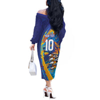 Custom Saint Lucia Cricket Kings Off The Shoulder Long Sleeve Dress Power Lions of Caribbean - Wonder Print Shop
