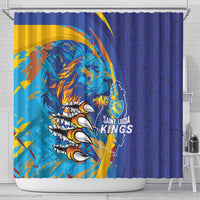 Saint Lucia Cricket Kings Shower Curtain Power Lions of Caribbean - Wonder Print Shop