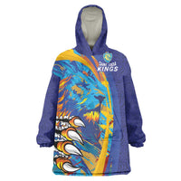 Custom Saint Lucia Cricket Kings Wearable Blanket Hoodie Power Lions of Caribbean - Wonder Print Shop