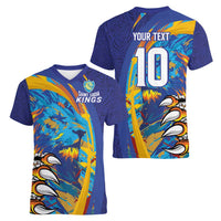 Custom Saint Lucia Cricket Kings Women V-Neck T-Shirt Power Lions of Caribbean - Wonder Print Shop