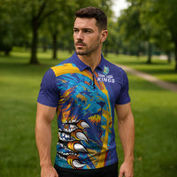 Custom Saint Lucia Cricket Kings Zipper Polo Shirt Power Lions of Caribbean - Wonder Print Shop