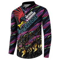 Custom Antigua & Barbuda Cricket Falcons Button Sweatshirt Through The Fire - Wonder Print Shop
