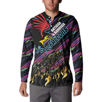 Custom Antigua & Barbuda Cricket Falcons Button Sweatshirt Through The Fire - Wonder Print Shop