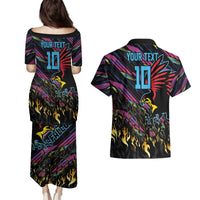 Custom Antigua & Barbuda Cricket Falcons Couples Matching Puletasi and Hawaiian Shirt Through The Fire - Wonder Print Shop