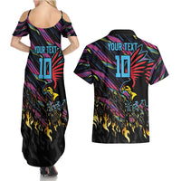 Custom Antigua & Barbuda Cricket Falcons Couples Matching Summer Maxi Dress and Hawaiian Shirt Through The Fire - Wonder Print Shop