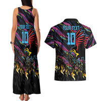 Custom Antigua & Barbuda Cricket Falcons Couples Matching Tank Maxi Dress and Hawaiian Shirt Through The Fire - Wonder Print Shop